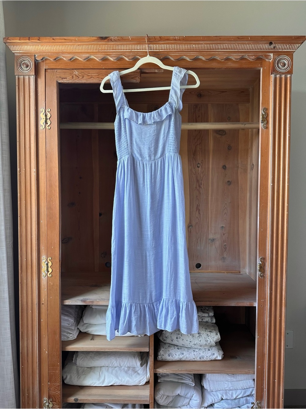 Light Blue Ruffled Midi Dress